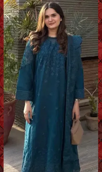 Original Pakistani Boutique Femenite Luxury Cotton Stitched 3Pcs_ Deep Sea Blue